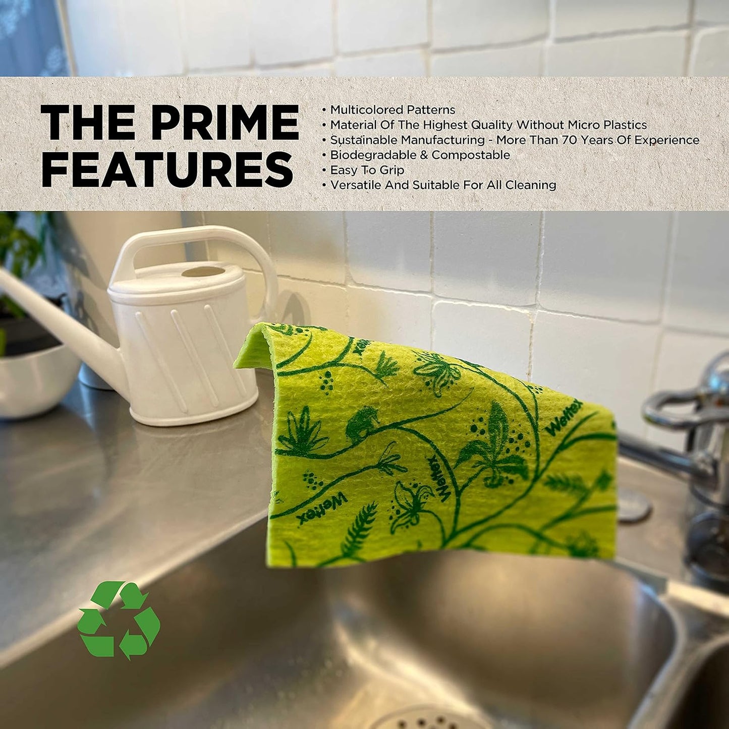 the Original 10 Pack Swedish Dishcloth for Kitchen - Eco Friendly Reusable Paper Towels - Assorted Dish Cloths for Washing Dishes
