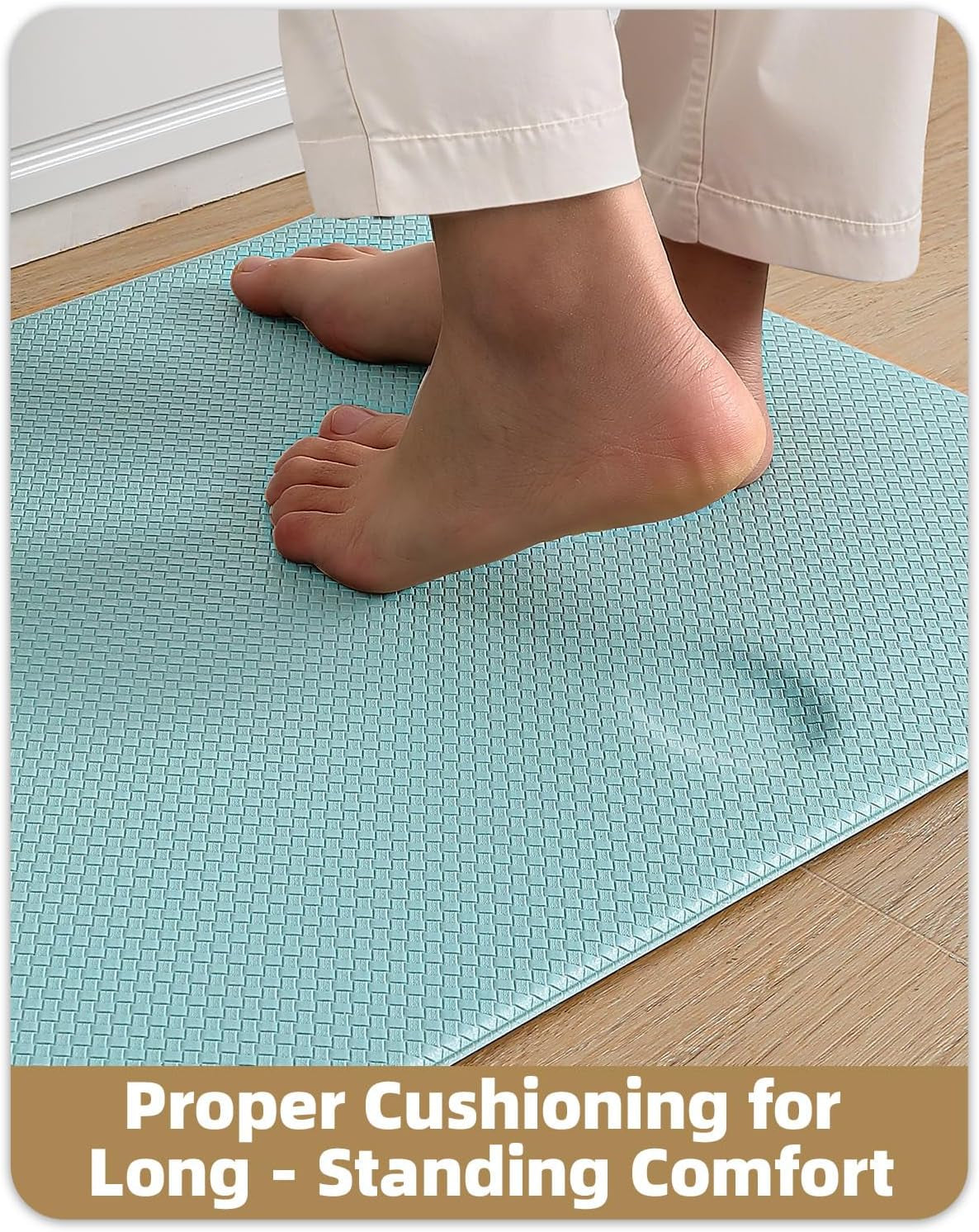 Color G Kitchen Rugs, Kitchen Rug Set 2 Piece Kitchen Runner Rug Kitchen Floor Mat, Cushioned anti Fatigue Kitchen Mat Non Skid Waterproof Comfort Standing Kitchen Rug, 17"X29"+17"X59", Teal