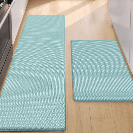 Color G Kitchen Rugs, Kitchen Rug Set 2 Piece Kitchen Runner Rug Kitchen Floor Mat, Cushioned anti Fatigue Kitchen Mat Non Skid Waterproof Comfort Standing Kitchen Rug, 17"X29"+17"X59", Teal