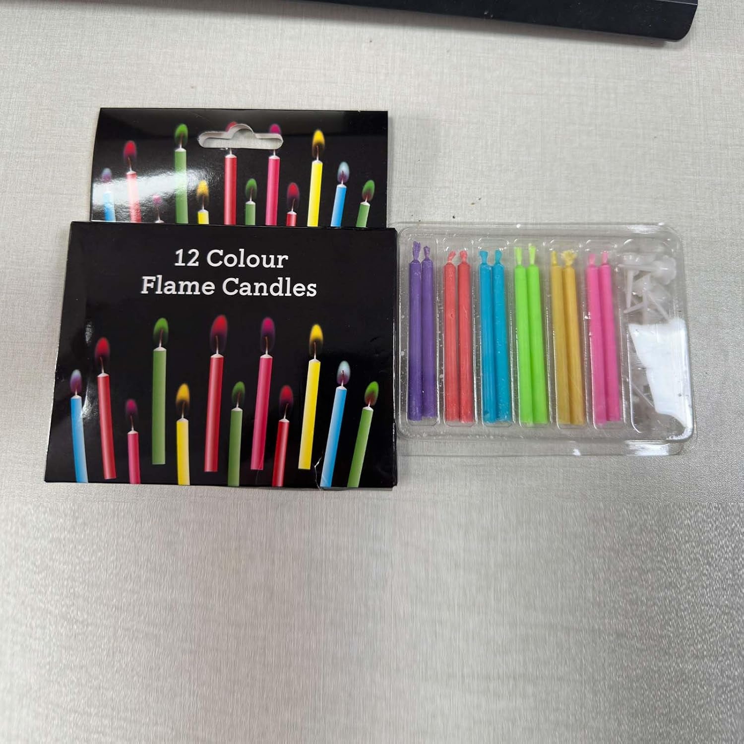 Birthday Cake Candles Happy Birthday Candles Colorful Candles Holders Included (12Pcs)