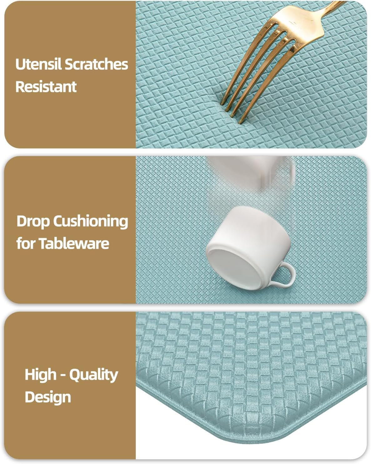Color G Kitchen Rugs, Kitchen Rug Set 2 Piece Kitchen Runner Rug Kitchen Floor Mat, Cushioned anti Fatigue Kitchen Mat Non Skid Waterproof Comfort Standing Kitchen Rug, 17"X29"+17"X59", Teal