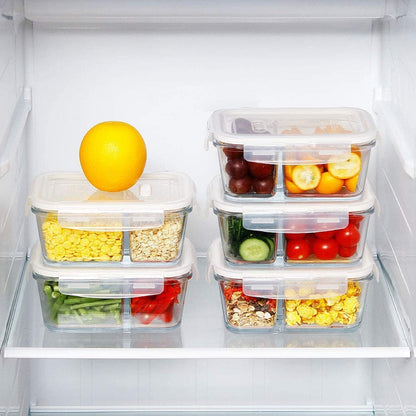 3 Pack 33.8Oz Meal Prep Glass Containers 3 Compartments with Lids Glass Food Storage Containers Glass Bento Boxes Lunch Containers Glass Food Prep Containers with Lids, for Oven