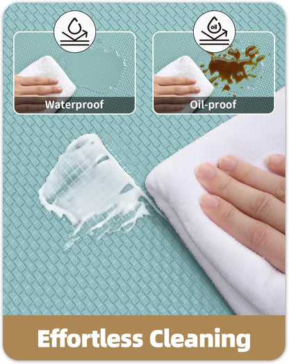 Color G Kitchen Rugs, Kitchen Rug Set 2 Piece Kitchen Runner Rug Kitchen Floor Mat, Cushioned anti Fatigue Kitchen Mat Non Skid Waterproof Comfort Standing Kitchen Rug, 17"X29"+17"X59", Teal