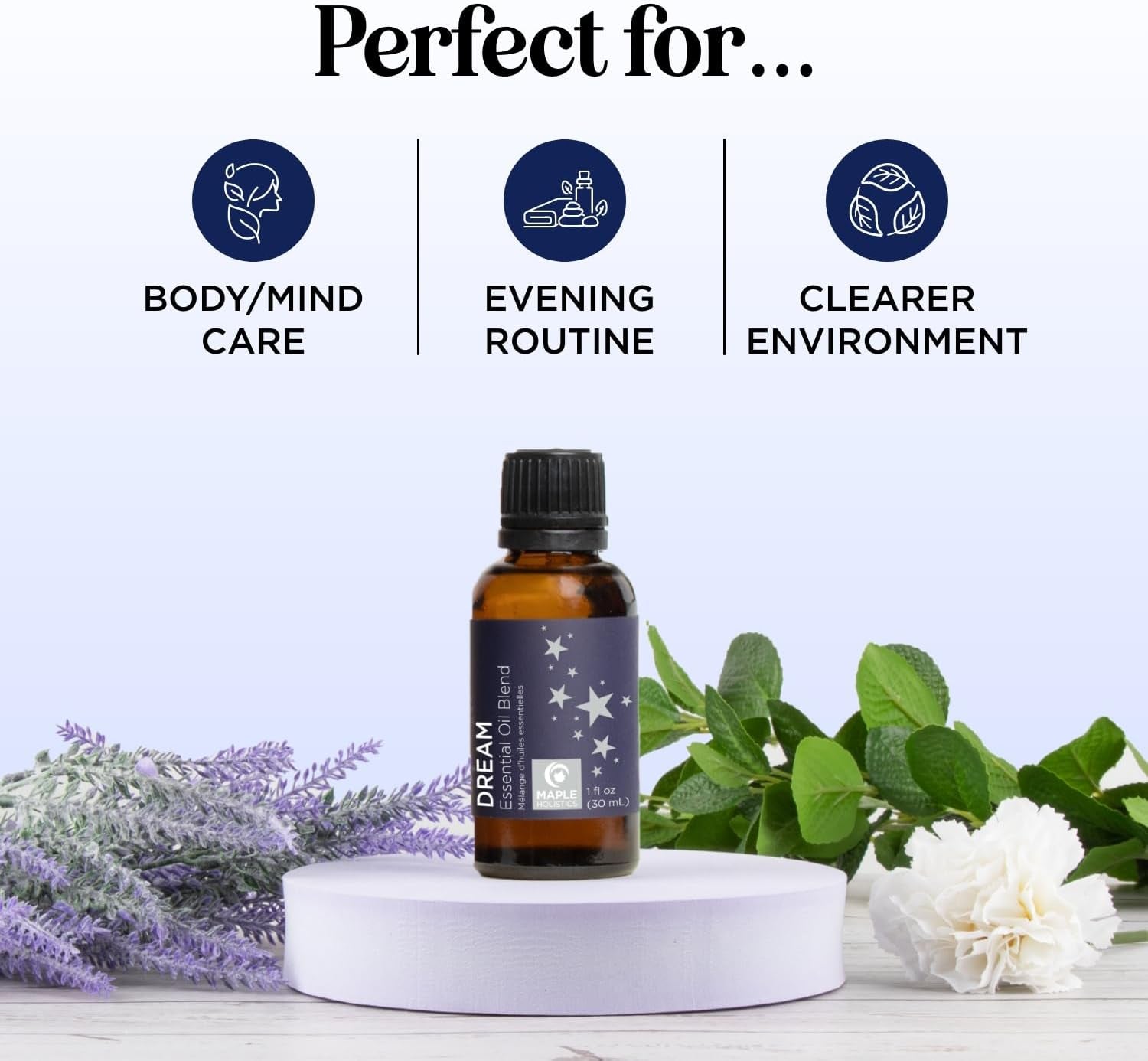 Sleep Essential Oil Blend for Diffuser - Dream Essential Oils for Diffusers Aromatherapy and Relaxation with Clary Sage Ylang-Ylang Roman Chamomile and Lavender Essential Oils for Sleep Time Support