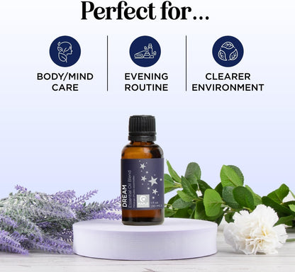 Sleep Essential Oil Blend for Diffuser - Dream Essential Oils for Diffusers Aromatherapy and Relaxation with Clary Sage Ylang-Ylang Roman Chamomile and Lavender Essential Oils for Sleep Time Support